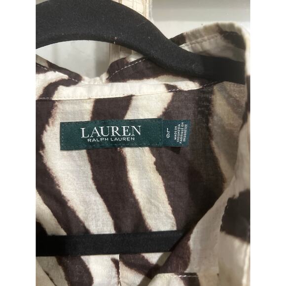 Lauren Ralph Lauren size large animal print blouse zebra print - Picture 2 of 2